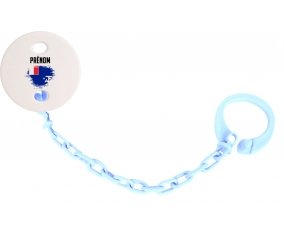 Attache-sucette Drapeau effet pinceau Terres australes françaises avec prénom couleur Bleu ciel