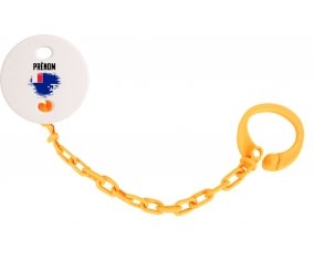 Attache-sucette Drapeau effet pinceau Terres australes françaises avec prénom couleur Orange