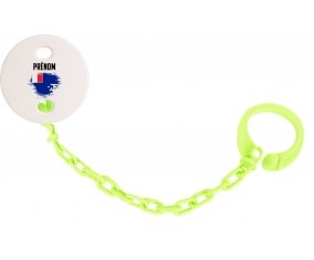 Attache-sucette Drapeau effet pinceau Terres australes françaises avec prénom couleur Verte