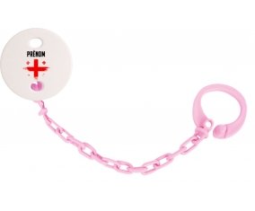Attache-sucette Drapeau effet pinceau Géorgie avec prénom couleur Rose clair