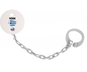 Attache-tétine Drapeau effet pinceau Grèce avec prénom couleur Grise