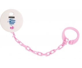 Attache-tétine Drapeau effet pinceau Grèce avec prénom couleur Rose clair