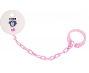 Attache-tetine Drapeau effet pinceau Guam avec prénom couleur Rose clair