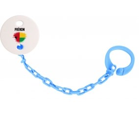 Attache-tetine Drapeau effet pinceau Guinée avec prénom couleur Bleu turquoise