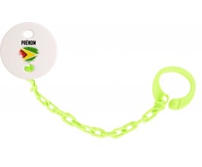 Attache-tétine Drapeau effet pinceau Guyane avec prénom couleur Verte