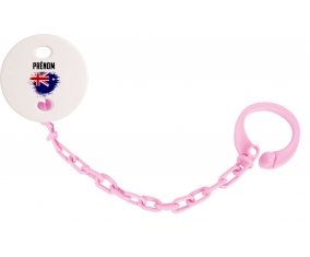 Attache-sucette Drapeau effet pinceau Îles Heard et Mcdonald avec prénom couleur Rose clair