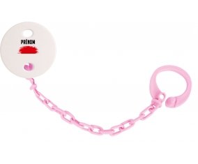 Attache-tétine Drapeau effet pinceau Indonésie avec prénom couleur Rose clair