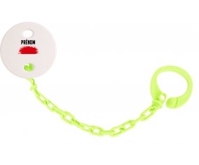 Attache-tétine Drapeau effet pinceau Indonésie avec prénom couleur Verte