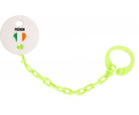 Attache-tétine Drapeau effet pinceau Irlande avec prénom couleur Verte