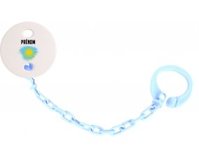 Attache-tétine Drapeau effet pinceau Kazakhstan avec prénom couleur Bleu ciel