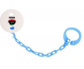 Attache-tetine Drapeau effet pinceau Libye avec prénom couleur Bleu turquoise