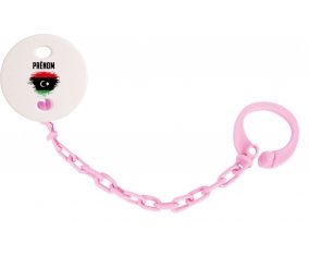Attache-tetine Drapeau effet pinceau Libye avec prénom couleur Rose clair
