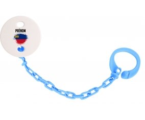 Attache-sucette Drapeau effet pinceau Liechtenstein avec prénom couleur Bleu turquoise