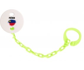 Attache-sucette Drapeau effet pinceau Liechtenstein avec prénom couleur Verte