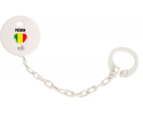 Attache-tétine Drapeau effet pinceau Mali avec prénom couleur Blanc