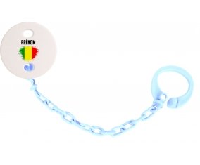 Attache-tétine Drapeau effet pinceau Mali avec prénom couleur Bleu ciel