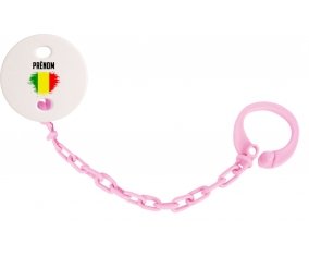 Attache-tétine Drapeau effet pinceau Mali avec prénom couleur Rose clair