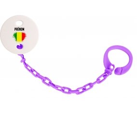 Attache-tétine Drapeau effet pinceau Mali avec prénom couleur Violet