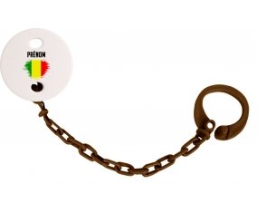 Attache-tétine Drapeau effet pinceau Mali avec prénom couleur Marron