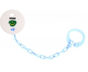 Attache-tetine Drapeau effet pinceau Mauritanie avec prénom couleur Bleu ciel