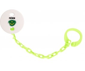 Attache-tetine Drapeau effet pinceau Mauritanie avec prénom couleur Verte