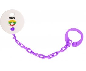 Attache-sucette Drapeau effet pinceau Myanmar avec prénom couleur Violet