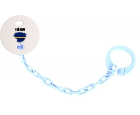 Attache-tetine Drapeau effet pinceau Nauru avec prénom couleur Bleu ciel