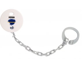 Attache-tetine Drapeau effet pinceau Nauru avec prénom couleur Grise