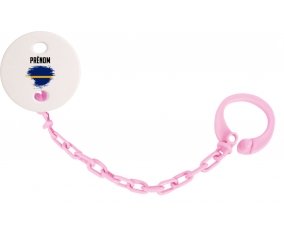 Attache-tetine Drapeau effet pinceau Nauru avec prénom couleur Rose clair