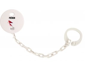 Attache-sucette Drapeau effet pinceau Népal avec prénom couleur Blanc
