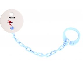 Attache-sucette Drapeau effet pinceau Népal avec prénom couleur Bleu ciel
