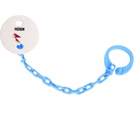 Attache-sucette Drapeau effet pinceau Népal avec prénom couleur Bleu turquoise