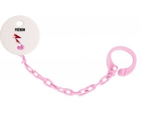 Attache-sucette Drapeau effet pinceau Népal avec prénom couleur Rose clair