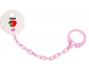 Attache-tétine Drapeau effet pinceau le Portugal avec prénom couleur Rose clair