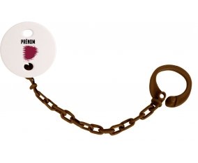 Attache-sucette Drapeau effet pinceau Qatar avec prénom couleur Marron