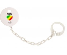 Attache-tétine Drapeau effet pinceau République du Congo avec prénom couleur Blanc