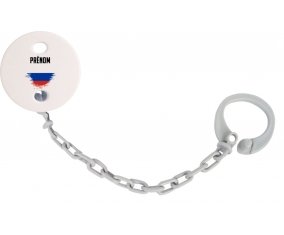 Attache-tétine Drapeau effet pinceau Russie avec prénom couleur Grise