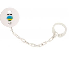 Attache-tetine Drapeau effet pinceau Rwanda avec prénom couleur Blanc