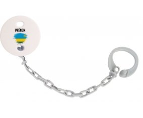 Attache-tetine Drapeau effet pinceau Rwanda avec prénom couleur Grise