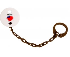 Attache-tétine Drapeau effet pinceau Samoa avec prénom couleur Marron