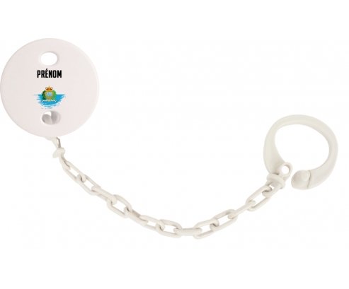 Attache-tetine Drapeau effet pinceau Saint Marin avec prénom couleur Blanc