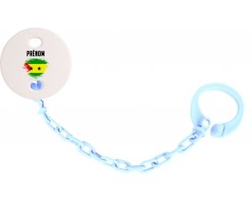 Attache-sucette Drapeau effet pinceau Sao Tomé et Principe avec prénom couleur Bleu ciel