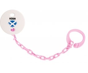 Attache-tetine Drapeau effet pinceau Écosse avec prénom couleur Rose clair