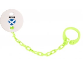 Attache-tetine Drapeau effet pinceau Écosse avec prénom couleur Verte