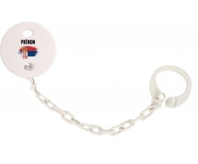 Attache-tétine Drapeau effet pinceau Serbie avec prénom couleur Blanc