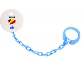Attache-tetine Drapeau effet pinceau les Seychelles avec prénom couleur Bleu turquoise