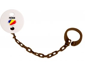 Attache-tetine Drapeau effet pinceau les Seychelles avec prénom couleur Marron