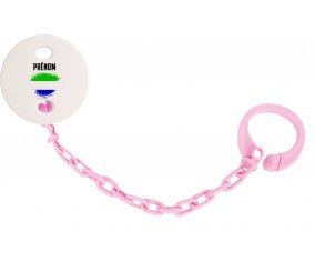 Attache-sucette Drapeau effet pinceau Sierra Leone avec prénom couleur Rose clair