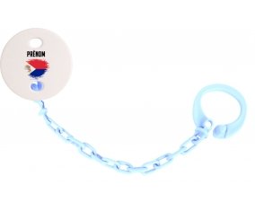Attache-tetine Drapeau effet pinceau Sint Maarten avec prénom couleur Bleu ciel