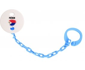 Attache-tetine Drapeau effet pinceau Sint Maarten avec prénom couleur Bleu turquoise